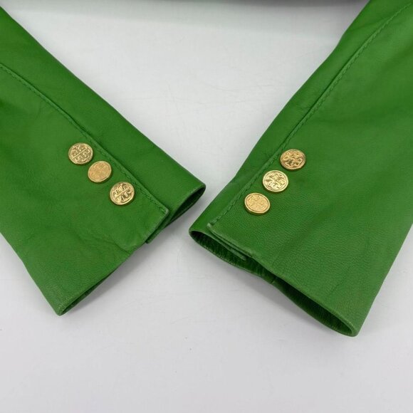 Tory Burch Green Leather Jacket Size 2 - Picture 9 of 15